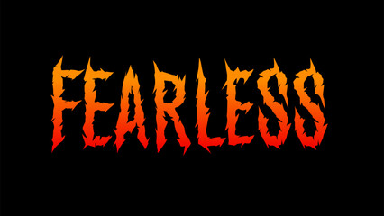 fearless text typography. dark lettering style gradient color. Vector illustration for t-shirt print, sticker, poster music design