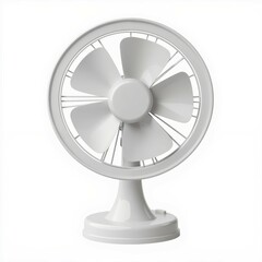 Small white desk fan, white isolate background