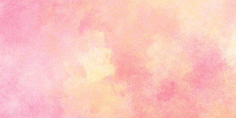 Vector fantasy light red, pink and yellow shades watercolor background. Hand drawn vector texture. Pastel color watercolor banner.  Aquarelle paint paper textured stain canvas element for text design.