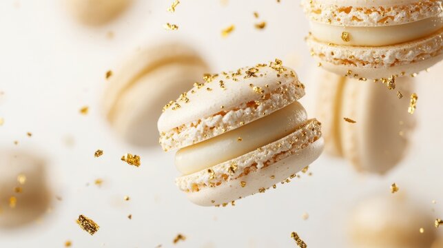 Naklejki Elegant Floating Macarons with Gold Accents