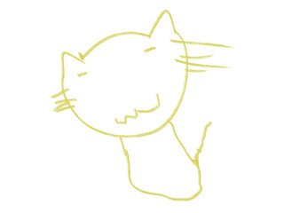 Kids drawing of cat line art