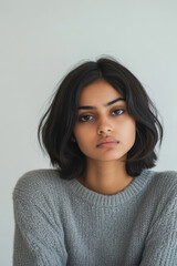 Fototapeta premium young indian woman with sullen look on isolated background