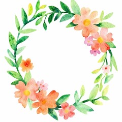 Whimsical Watercolor Wreath with Floral Accents