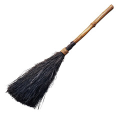 traditional broom with wooden handle and natural bristles, perfect for sweeping and cleaning. Its rustic design adds charm to any space, evoking sense of nostalgia