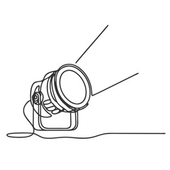 Minimalist line art of a spotlight shining forward