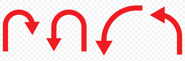 Go Straight This Way One Way Only U Turn Left and Right Black and Yellow Arrow Round Circle Traffic Sign Direction Icon Set. Vector Image. EPS 10.