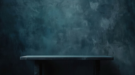 dark background wall with empty table, for montage of product.