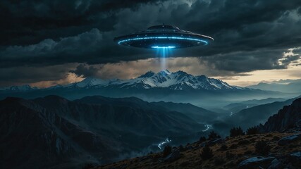 Obraz premium ufo flying over the city