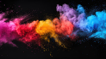 Explosion of colored powder on black background.