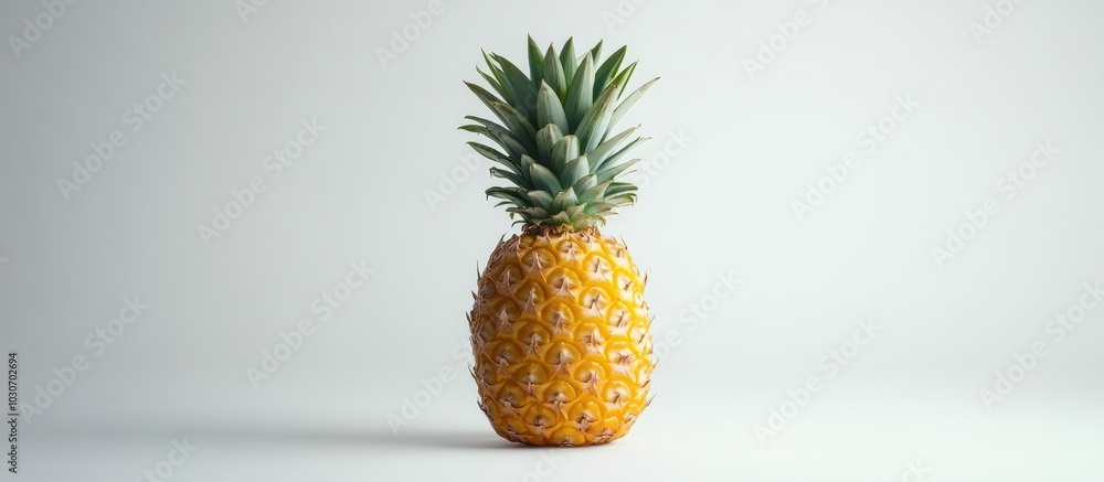 Sticker A single ripe pineapple isolated on a white background.