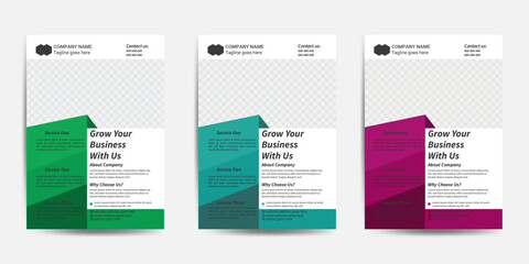 creative flyer design with green,purple color,simple design 