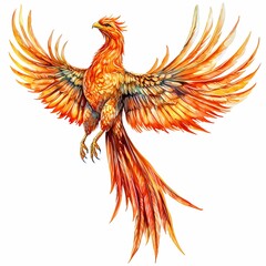 Fototapeta premium Majestic Phoenix Rising from Ashes in Vibrant Colors