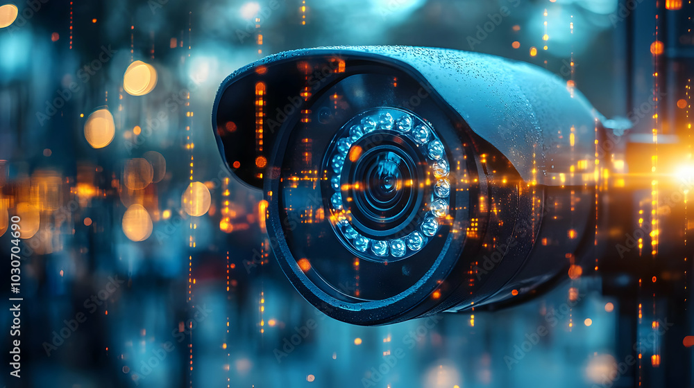 Poster surveillance camera with a digital overlay of data streams.