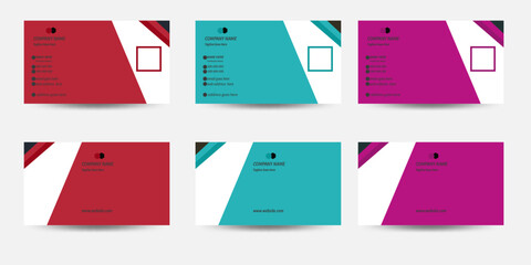 creative business card template layout designwith red green and pink color