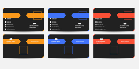 creative business card template layout design with blue,red and yellow color