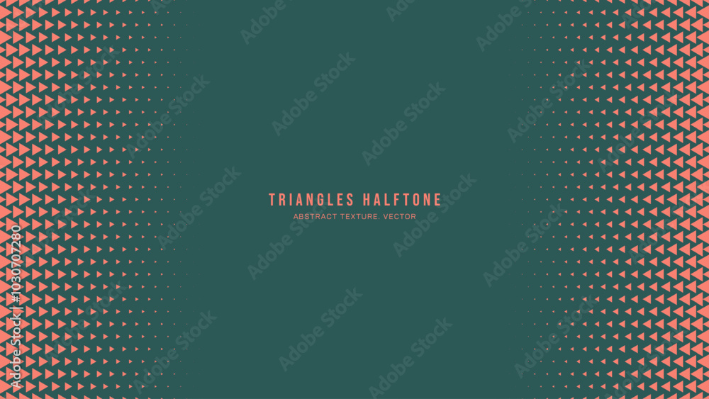 Poster triangles halftone pattern vertical border vector orange green abstract background. ultra modern min