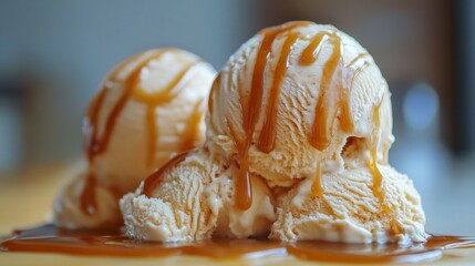 Creamy Ice Cream with Dulce de Leche Drizzle