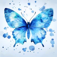 Fototapeta premium Delicate Blue Morpho Butterfly in Watercolor Style