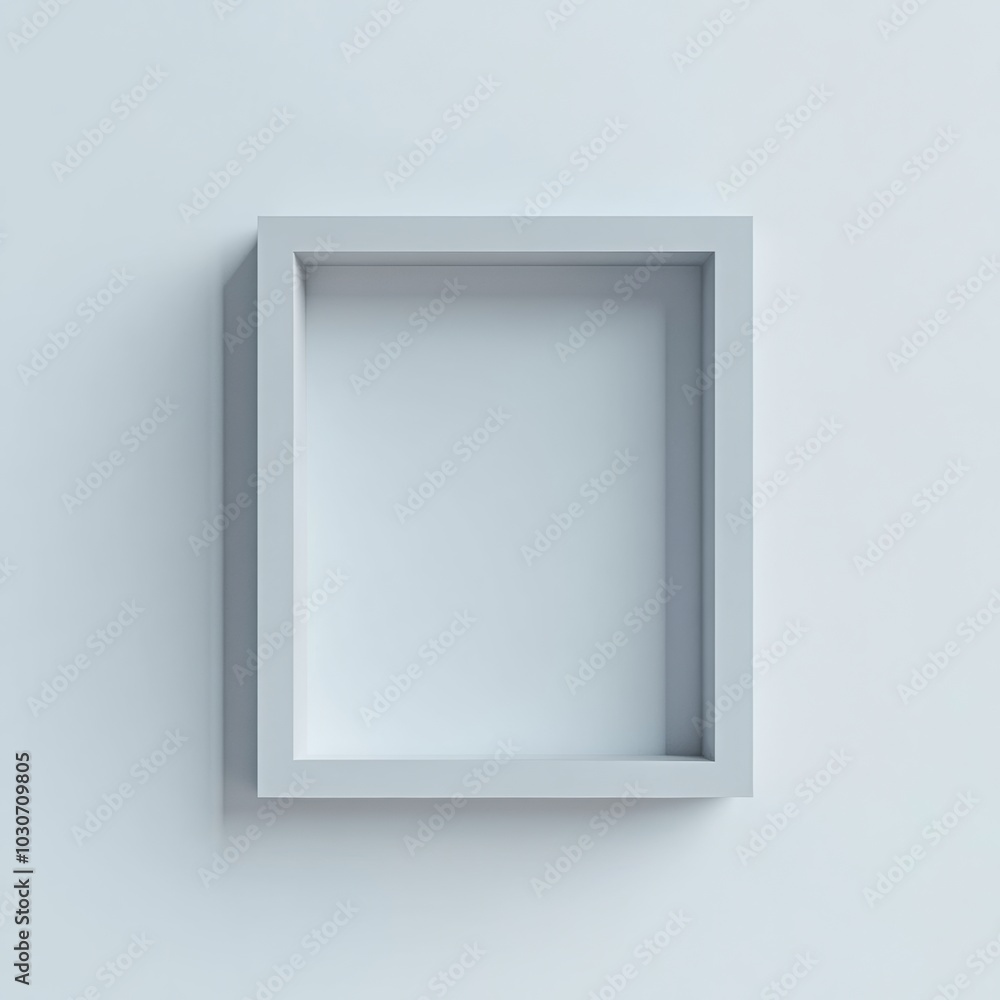 Poster a minimal 3d rectangular frame with a smooth surface, isolated on a soft white background, perfect f