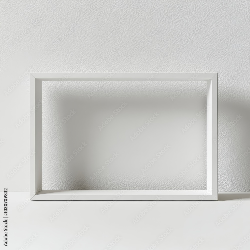 Poster a minimal 3d rectangular frame with a smooth surface, isolated on a soft white background, perfect f