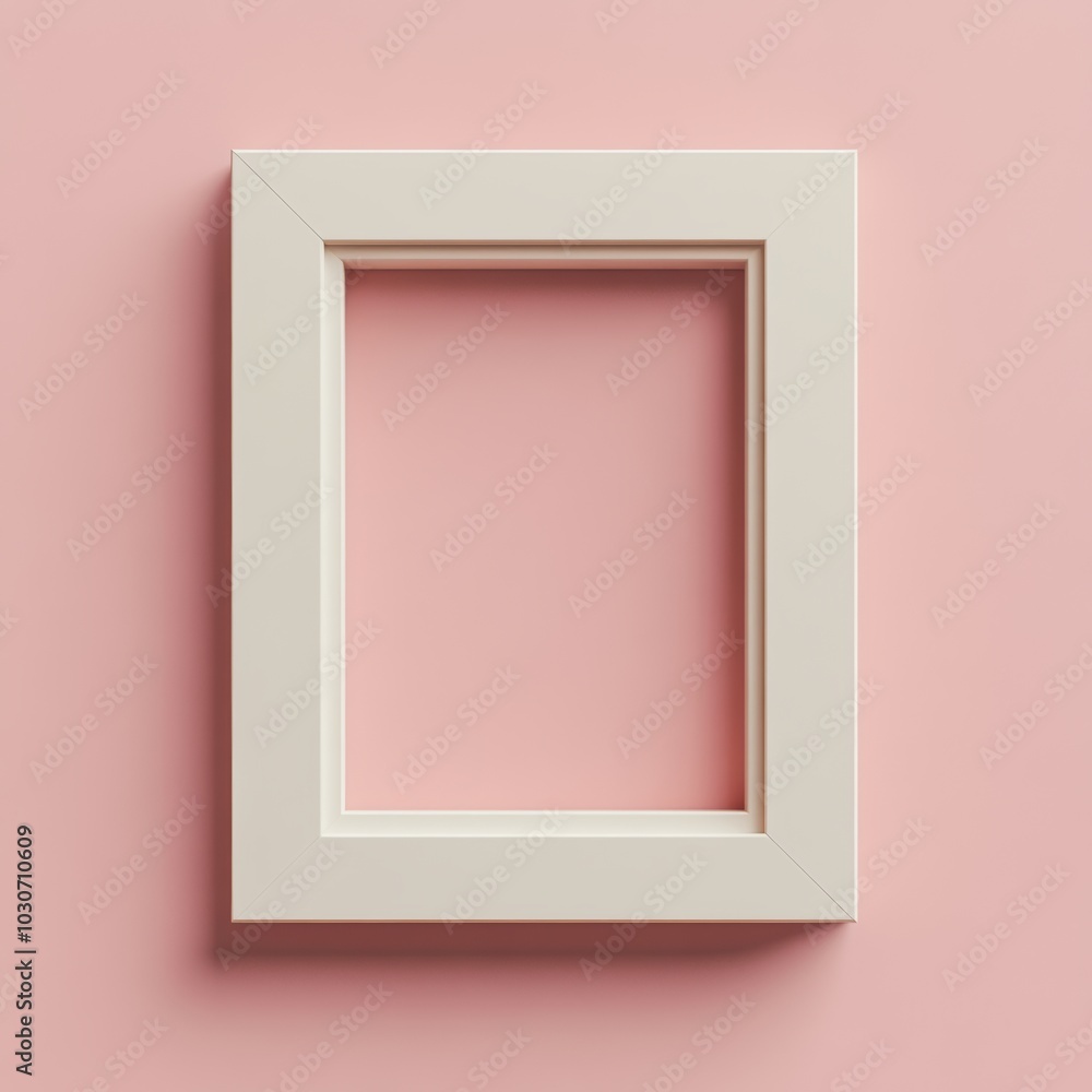 Aufkleber a minimal 3d rectangular frame with a smooth texture, isolated against a light pink backdrop, perfec