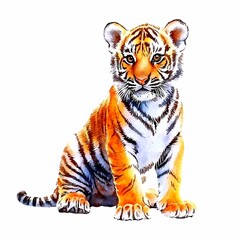 Obraz premium Cute Baby Tiger Cub with Vibrant Orange Stripes