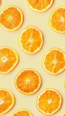 Creative pattern made of orange slices on color background. Flat lay, top view