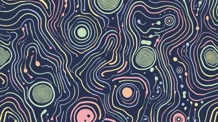 Fototapeta premium Vibrant Abstract Pattern with Organic Lines and Colorful Circles in Modern Design