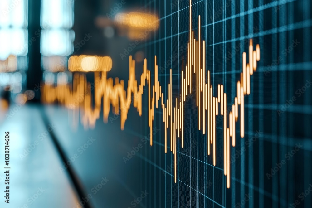 Aufkleber a digital screen displaying stock prices and graphs, isolated on a white background, representing in