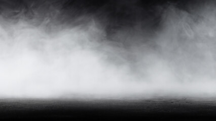 Fototapeta premium White Fog and Mist Over Dark Concrete Floor Background