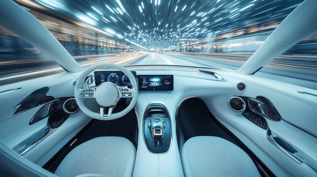 Advanced futuristic driving experience in modern vehicle