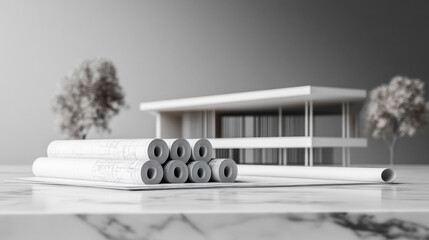 Sophisticated minimalist grid design with blueprints.