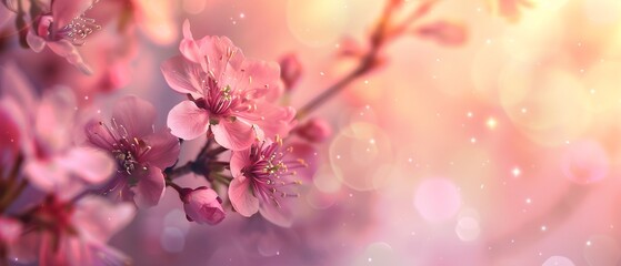 Fototapeta premium Soft Pink Cherry Blossom Blossom Background