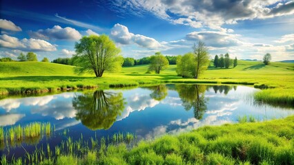 Fresh green meadow growth in spring BC grasslands