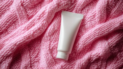 Minimalist Beauty Product on Warm Knit Fabric