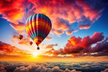 Fototapeta premium Hot air balloon sky backgrounds landscape.