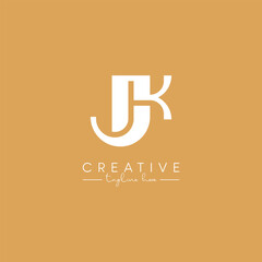 Modern JK KJ Letter Artistic Logo Design. Initial Based Vector Template.