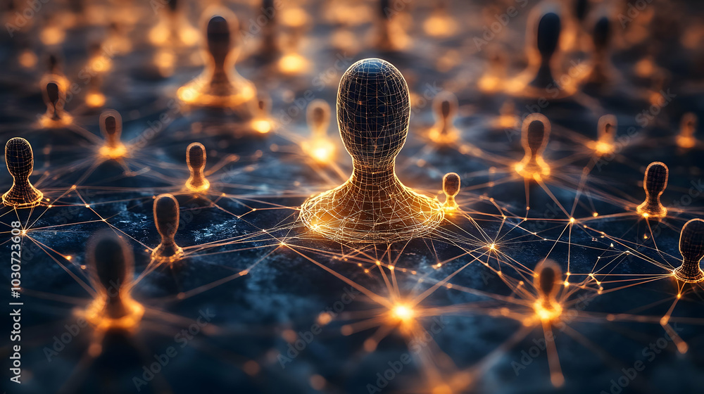 Aufkleber digital representation of interconnected individuals in a network.