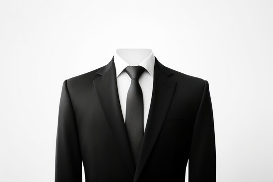 Headless black suit and tie