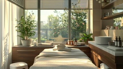 Fototapeta premium Relaxing Spa Room with Natural Light