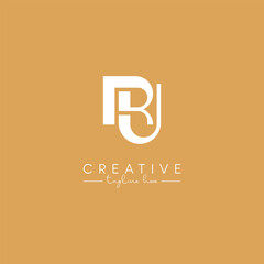 Modern RU UR Letter Artistic Logo Design. Initial Based Vector Template.