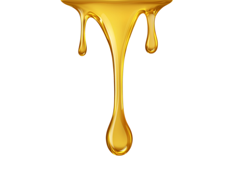 Golden liquid stream isolated on transparent or white background, png