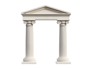Greek style pillars isolated on transparent or white background, png