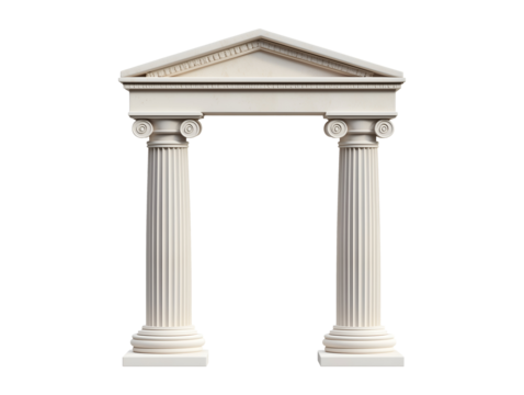 Greek style pillars isolated on transparent or white background, png