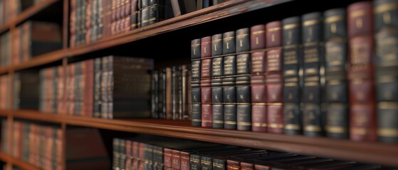 This photorealistic portrait showcases a classic bookcase filled with various volumes, creating a warm and inviting study atmosphere perfect for literature lovers.