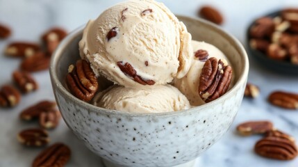 Creamy Maple Pecan Ice Cream in a Bowl