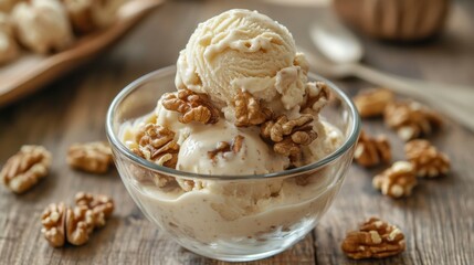 Creamy Maple Walnut Ice Cream Delight in Bowl