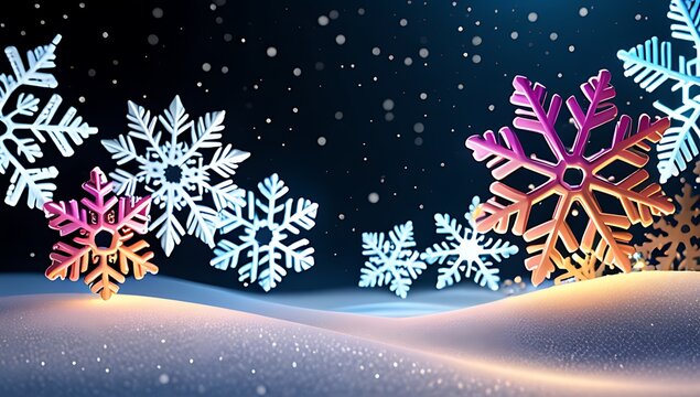 snowflakes dance vibrant colors forming breathtaking winter scene captivates heart beauty tranquility