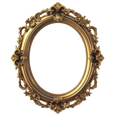 Ornate Gold Oval Frame Isolated Black Background