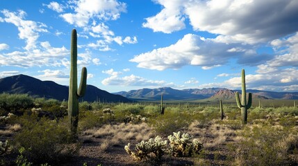 Expansive view of the Sonoran Desert with large sky offering space for copy